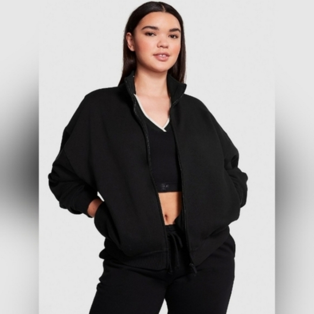 PINK Victoria's Secret Black Bomber Jacket Size Small